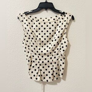 Black & White Polka Dot Lace-Up Back Blouse